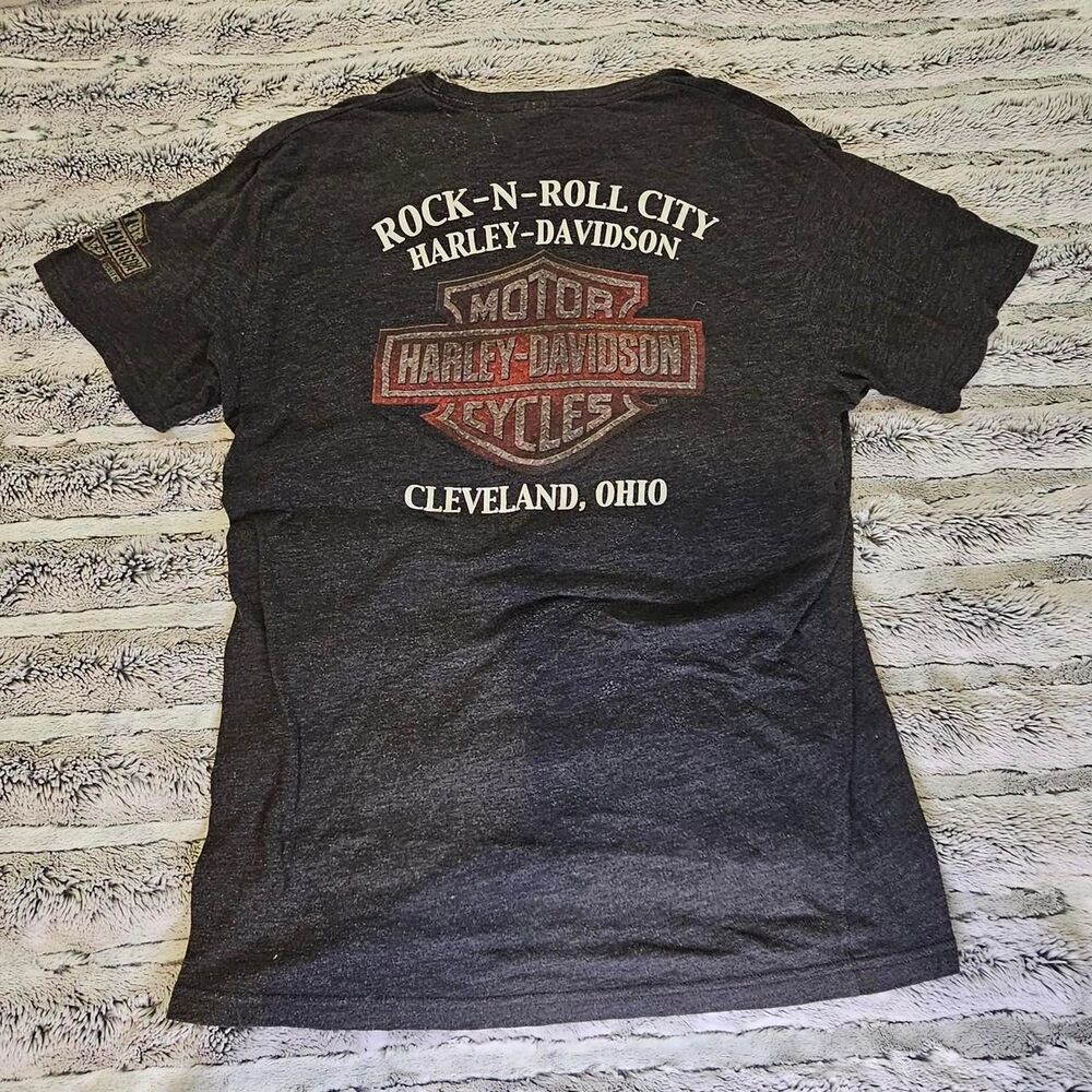Harley-davidson Men's Grey and Black T-shirt